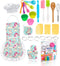 KAEGREEL Kids Baking Chef Set, Unicorn Apron and Mitt, 26pcs Kitchen Toys Cooking Set for Girls and Boys