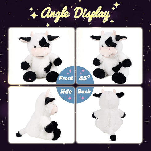 13'' Hopearl LED Plush Cow Lighting Up Stuffed Animal Diary Cattle Floppy Night Lights Glow in The Dark Birthday