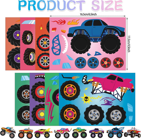 48 Sheets Truck Stickers Kits, Make Your Own Truck Stickers with 8 Designs for Kids' Party Favors (Cool Style)