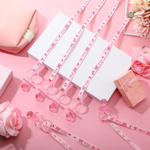 60 Coume Pieces Baby Shower Pacifiers Necklace Acrylic Pacifiers Necklace Charm Party Favors for Girls Boys Baby Shower