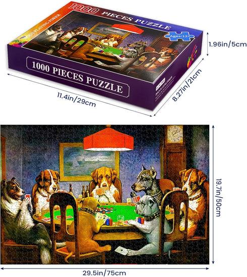 1000 Pieces Jigsaw Puzzles for Adults Wooden Jigsaw Puzzle 1000 Piece Adult Puzzle Children, Dogs Puzzles DIY Home Decor Wall Art Game Toy Gift for Family Dad Mom Wife Friends, 29x20In