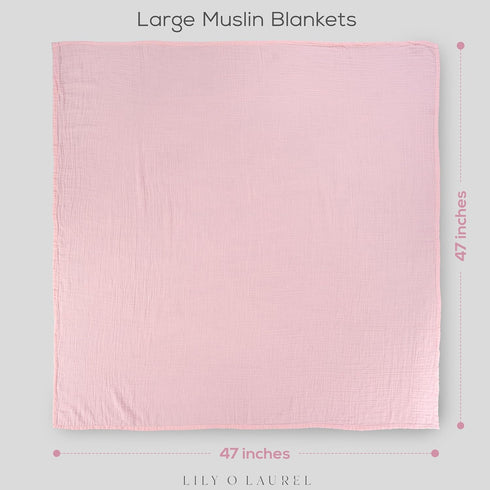 100% 47"x47", Pack 2 Muslin Swaddle Baby Blanket for Boys and Girls, Cotton, Swaddles for Newborns, Soft Breathable