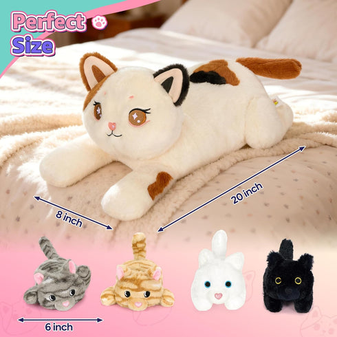 5PC Mommy 4 Onsoyours Original Cat Stuffed Animals with Babies Inside, Kawaii Kiity Plush with & Kittens - Cute