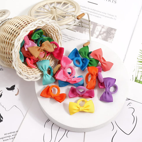 80PCS Tiny Hair Ties with Bows, Baby Bows Rubber Bands for Infants Toddlers Baby Girls Hair Accessories