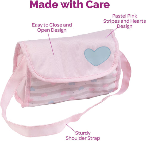 2 13" 3+ Adora Baby Doll Diaper Bag with Sturdy Straps, Includes Changing Mat and Doll Diapers (Fits Dolls), Birthday