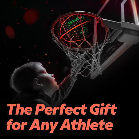 GlowCity Glow in The Dark Basketball for Teen Boys, Glowing Red Basketball, Light Up LED Toy for Night Ball Games