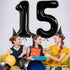 KatchOn Giant Black 15 Balloons Number - 40 Inch Happy 15th Birthday Decorations for Boys, 15 Birthday Balloons