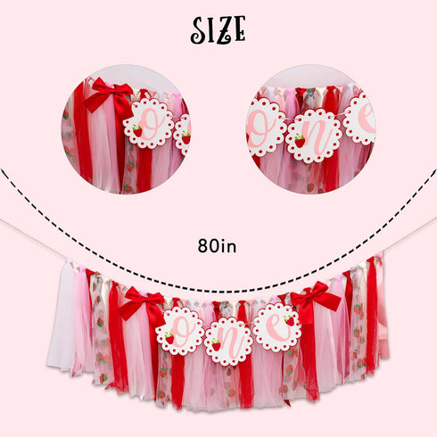 Strawberry One Highchair Banner - Berry First Birthday High Chair Banner, Berry Sweet One Birthday Decorations