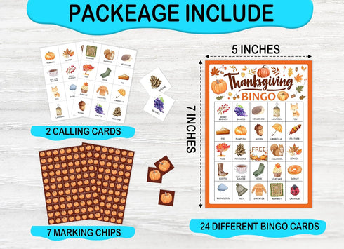 Thanksgiving Bingo Game Cards, Fall Pumpkins Themed Party Activity, Large Group Thanksgiving Party for Adults