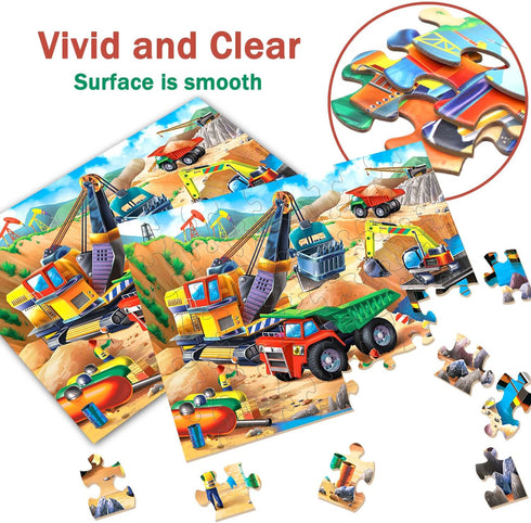 JTKDBJZ 4-6 2x60 3-5,6-8,Fun Bulldozer Toys,2 1 Pack Puzzles for Kids Ages Pieces Jigsaw Puzzles for Toddlers & Truck