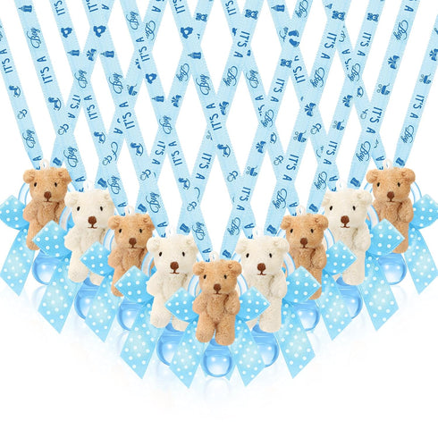 Remuuly 24 Pcs Baby Shower Pacifier Necklaces with Plush Bears Its a