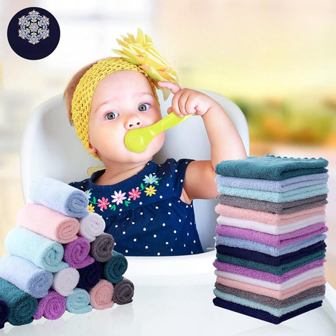 32 Pack 10x10 Inch, Baby Washcloths - Microfiber Baby Towel - Absorbent and Soft Baby Wash Clothes for Newborns