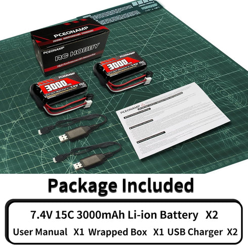 PCEONAMP 7.4V 3000mAh 2S SM-2P C24 D90 H101 2 Li-ion Battery Battery with Plug Rechargeable High Capacity RC Battery