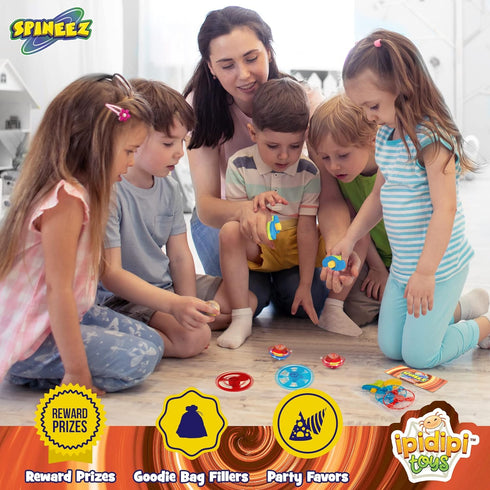12-Pack IPIDIPI TOYS Spineez Light Up Flying Saucer Spinning Tops UFO Spinner Toys - Spinning Tops for Kids - Birthday