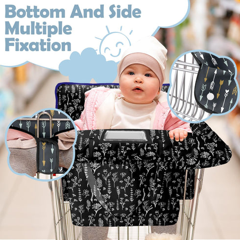 2-in-1 Shopping Cart Cover for Baby Girl Boy High Chair Water Resistant High Chair Cover Black Flower Gender Neutral