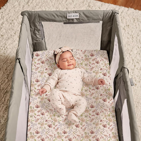 2-Pack: Pack lulumoon Mini Crib Sheets Soft Muslin Cotton and Play Sheets for Playard Mattress - Boho Floral Print