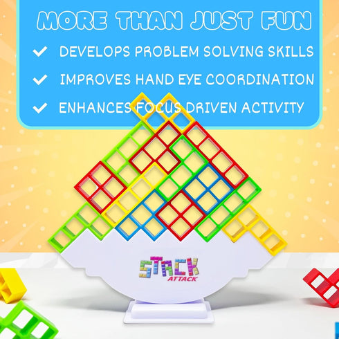 Stack Attack Block Balancing Game - Family Game Night Favorite for Kids & Adults, Ages 3+