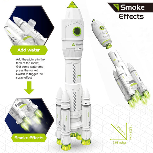 Space Rocket Shuttle Toy Set - Spacecraft Airplane Toys with Lights, Sound & Astronaut Figures for Kids