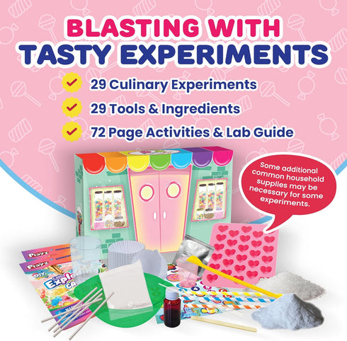 Playz Edible Exploding Candy Making Science Kit for Kids Ages 8-12, 29 Experiments, Educational Fun