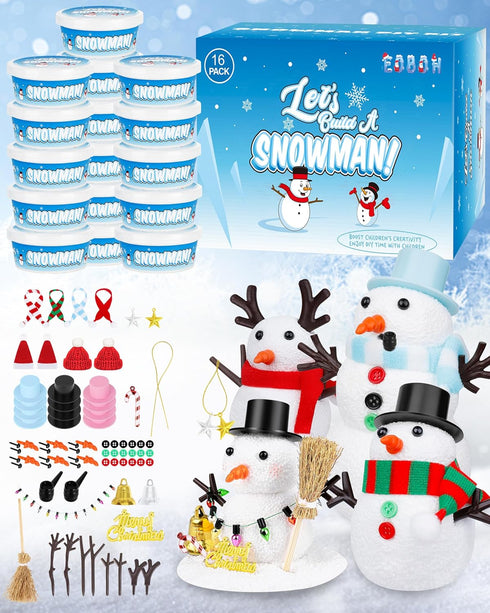 16 Pack Snowman Kit, Build a Snowman Craft Kit for Kids, Christmas