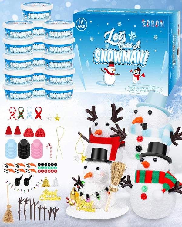 16 Pack Snowman Kit, Build a Snowman Craft Kit for Kids, Christmas