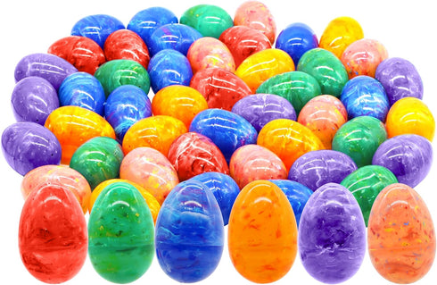 JOYIN 30 Pcs Bright Iridescent Printed Plastic Easter Eggs 3.15" Tall for Hunt, Basket Stuffers, Classroom Prizes