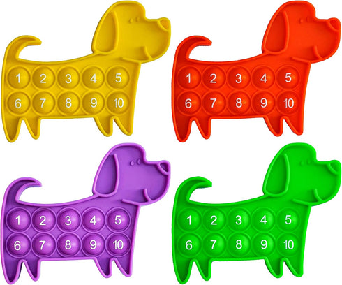 Ten Frame Math Manipulatives, Push Pop Fidget Toy with Puppy Dog Appearance, Educational Sensory Toy for Kids