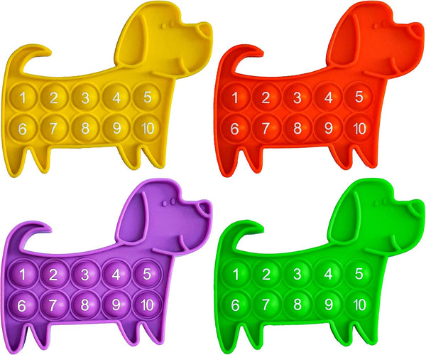 Ten Frame Math Manipulatives, Push Pop Fidget Toy with Puppy Dog Appearance, Educational Sensory Toy for Kids