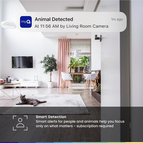 CHAMBERLAIN 2 2K 2-Way myQ Indoor Plug-in Security Camera Gen Smart Wi-Fi Camera with Night Vision, Baby and Pet