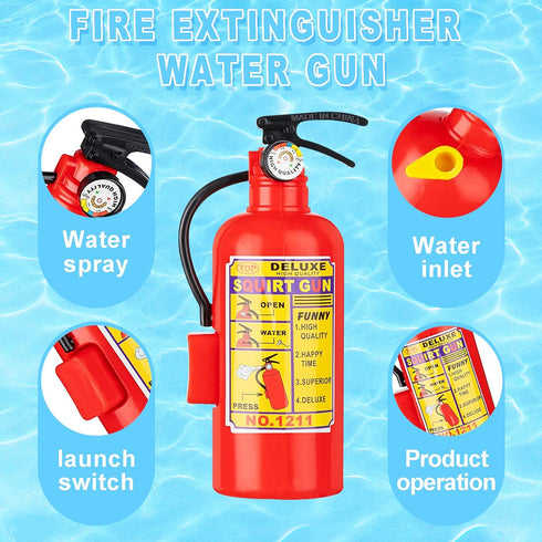 12Pack Summer Swimming Favors,4.2Inch CCINEE Fire Extinguisher Toys Mini Water Firemen Squirter Water Water Squirt Gun