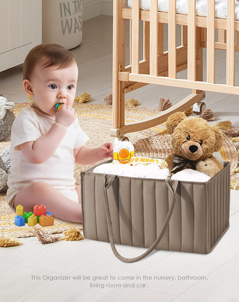 2-Pack SWEET DOLPHIN Quilted Diaper Caddy Organizer Premium Puffer Style Nursery Storage Bins Water-Resistant