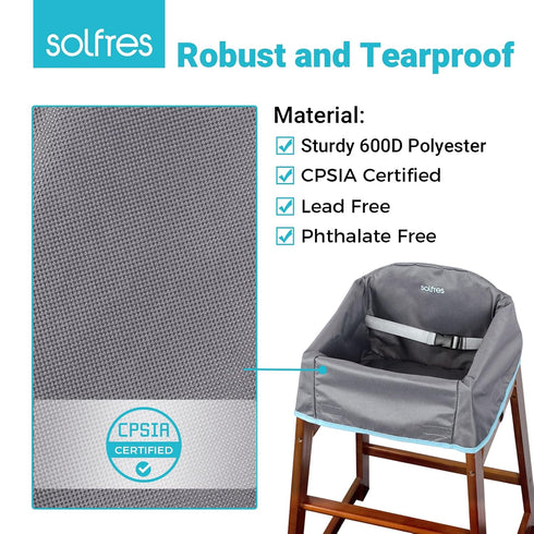 Dual-Belt Baby High Chair Cover, Upgrade Version, for Wooden or Restaurant High Chair, Sturdy and Robust Material