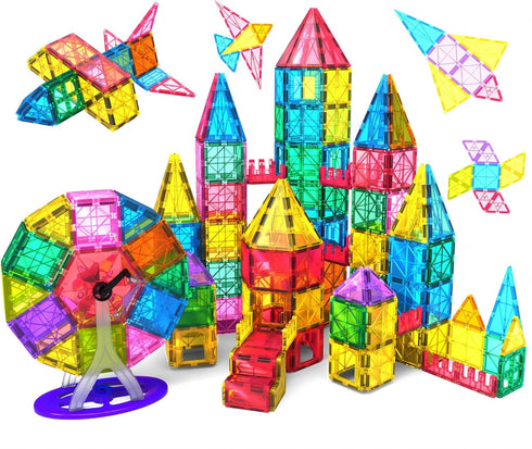 Jasonwell Magnetic Tiles Building Blocks Set for Boys Girls - Educational Magnet Construction Kit for Kids 3-10