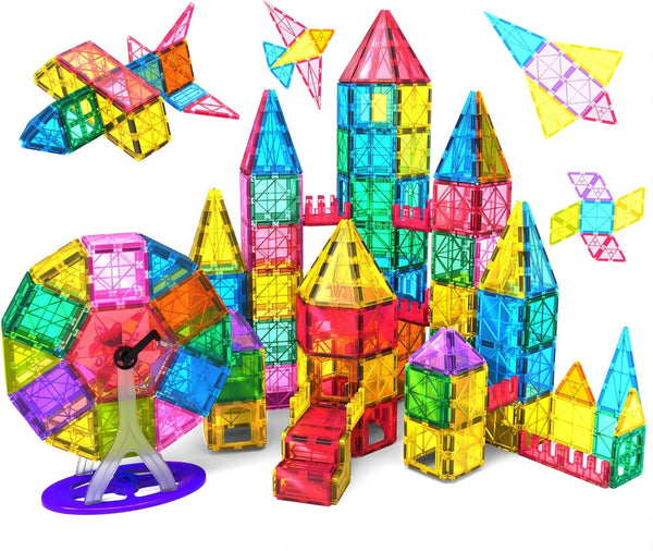 Jasonwell Magnetic Tiles Building Blocks Set for Boys Girls - Educational Magnet Construction Kit for Kids 3-10