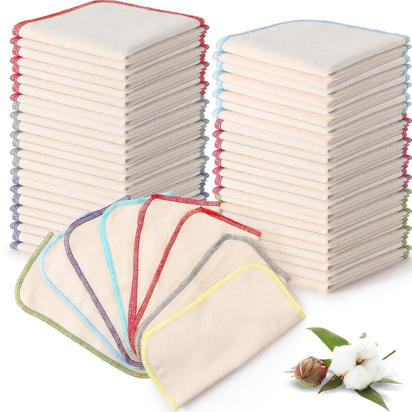 Zopeal 32 Pcs Flannel Cloth Baby Wipes Reusable Dispenser Washable Soft Natural