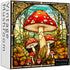 Vintage Mushroom Puzzles for Adults 1000 Pieces, Stained Glass Nature Plant Puzzles Impossible Art Puzzle, Hard Challenging Retro Forest Fungi Jigsaw Puzzle as Home Wall Art Decor