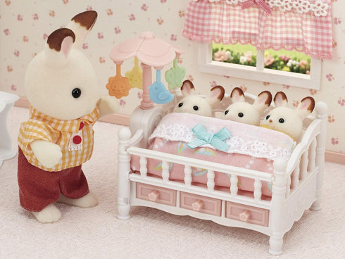 Calico Critters Crib with Mobile, Interactive Dollhouse Furniture Set with Working Features