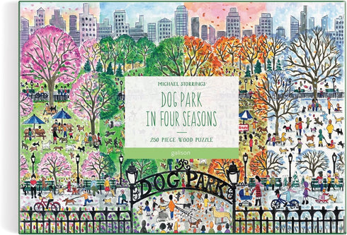 Michael Storrings Dog Park in Four Seasons - 250 Piece Wood Puzzle by Bestselling Artist
