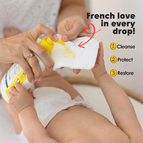 (8 oz) La Petite Creme French Premium Liniment Baby Lotion - Diaper Cream Alternative to Wet Wipes - Gentle Moisturizer