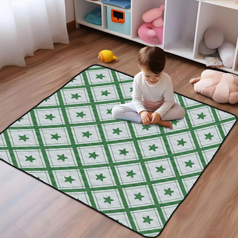 EtherSpher 1-Piecing 50'' 50''de Grass Green Checker Stars Plaid Soft Thick Baby Floor Play mat for Indoor Outdoor