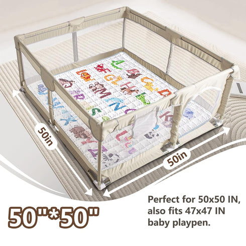 Baby Play Mat, 50x50 Super Soft Activity Mat with Anti-Slip Bottom, Machine Washable Crawling Mat