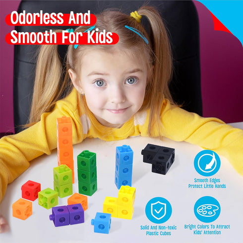 SpriteGru Math Linking Cubes Set of 100 - Manipulative Connecting & Counting Snap Blocks for Early Math & Construction