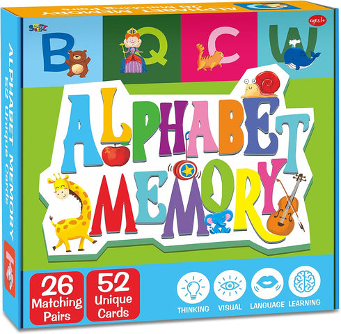 SpriteGru Memory Alphabet Matching Game (26 Pairs of 52 Pieces), Capital Letter Matching Game Cards Educational Toy