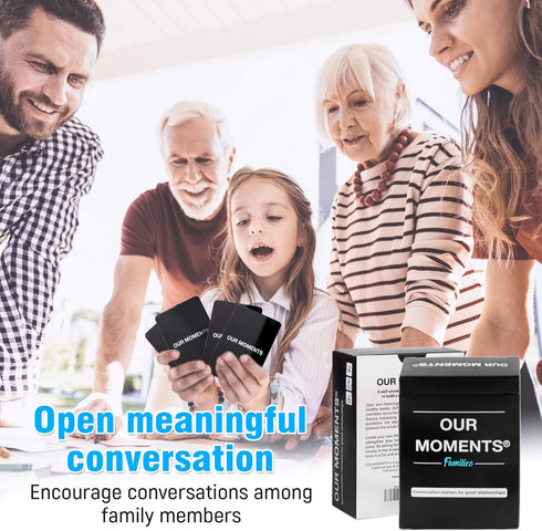 OUR MOMENTS Families: 100 Conversation Starter Cards for Families - Relationship Building for Car Travel & Family