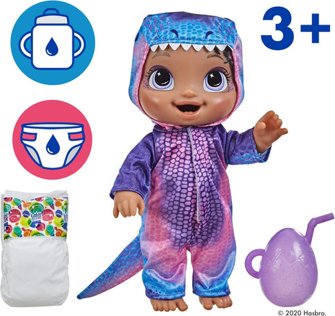 Baby Alive Dino Cuties Doll, Tyrannosaurus, Doll Accessories, Wets, T-Rex Dinosaur Toy for Kids Ages 3 Years Up