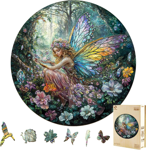 Wooden Puzzles for Adults, Magic Fairy Wood Puzzles Adult, Unique Animal Shaped