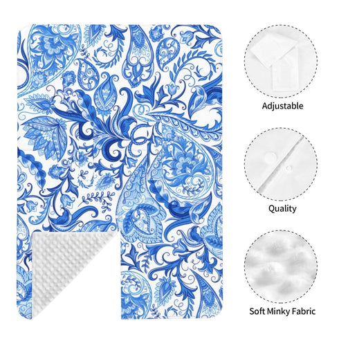 Hcpwzrf Blue White Floral Paisley Baby Car Seat Cover & Nursing Cover - Breathable Stretch Multi-Use Cover