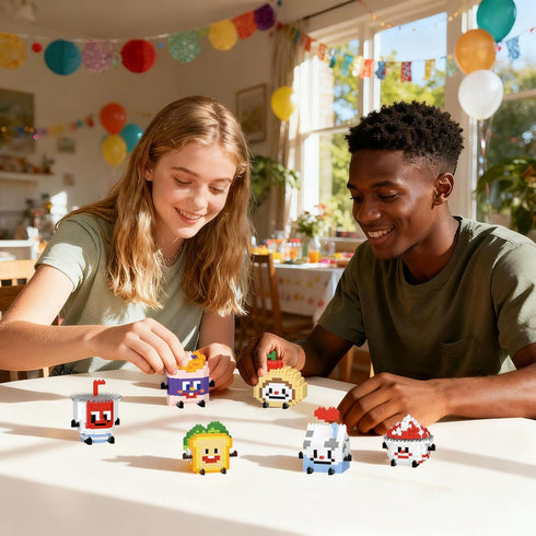 Set, 14+ (6 Pack) HIGH GODO Food Party Favors Building Mini Food Building Blocks Model Kits, Goodie Bag Stuffers