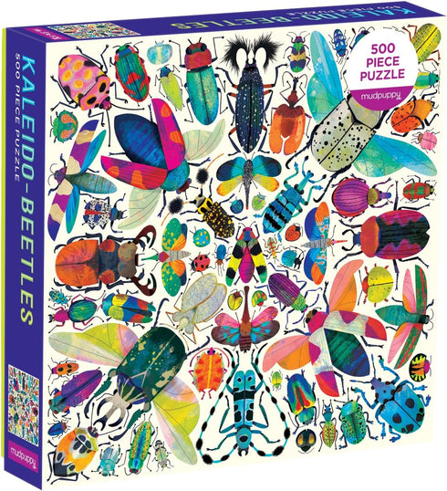 Mudpuppy Kaleido-Beetles Puzzle, 500 Pieces, 20” x 20” – Ages 8+ – Colorful Beetles Arranged in a Kaleidoscope View Pattern – Fun and Challenging, Perfect Family Puzzle, Multicolor (0735362335)