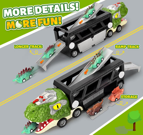 3-5, 5-7, 10 Set 3-4 3 4 5 6 Dinosaur Toys for Kids Dinosaur Transport Carrier Truck with Mini Car, Dinosaur T-Rex Cars